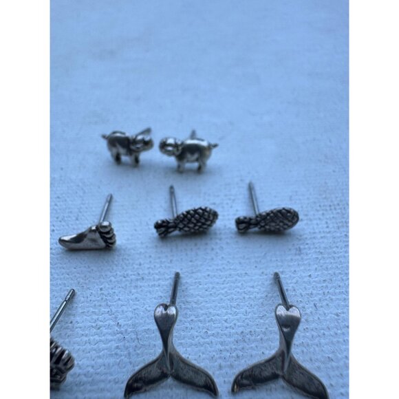 Lot of 5 Pairs Sterling Silver Earrings - Vintage Sterling Silver Stud Earrings - Picture 4 of 9